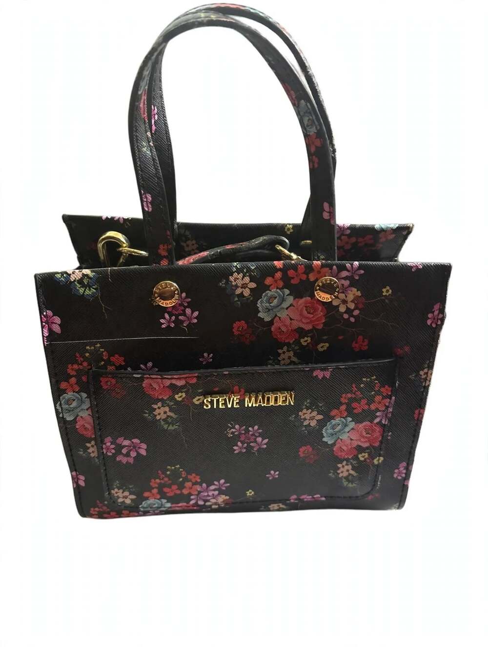 Steve Madden Black Multi-Color Floral Crossbody Satchel Handbag